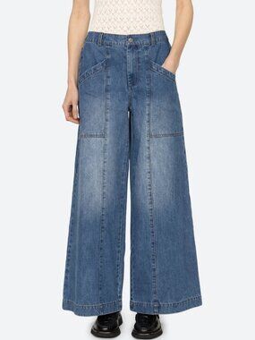 Sea Velma Wide Leg Light Blue Denim Jeans sz 8